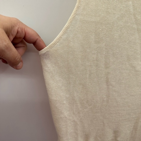 Jones New York cream twist chest linen lightweight classic woman's tank top. 1X - Picture 3 of 8